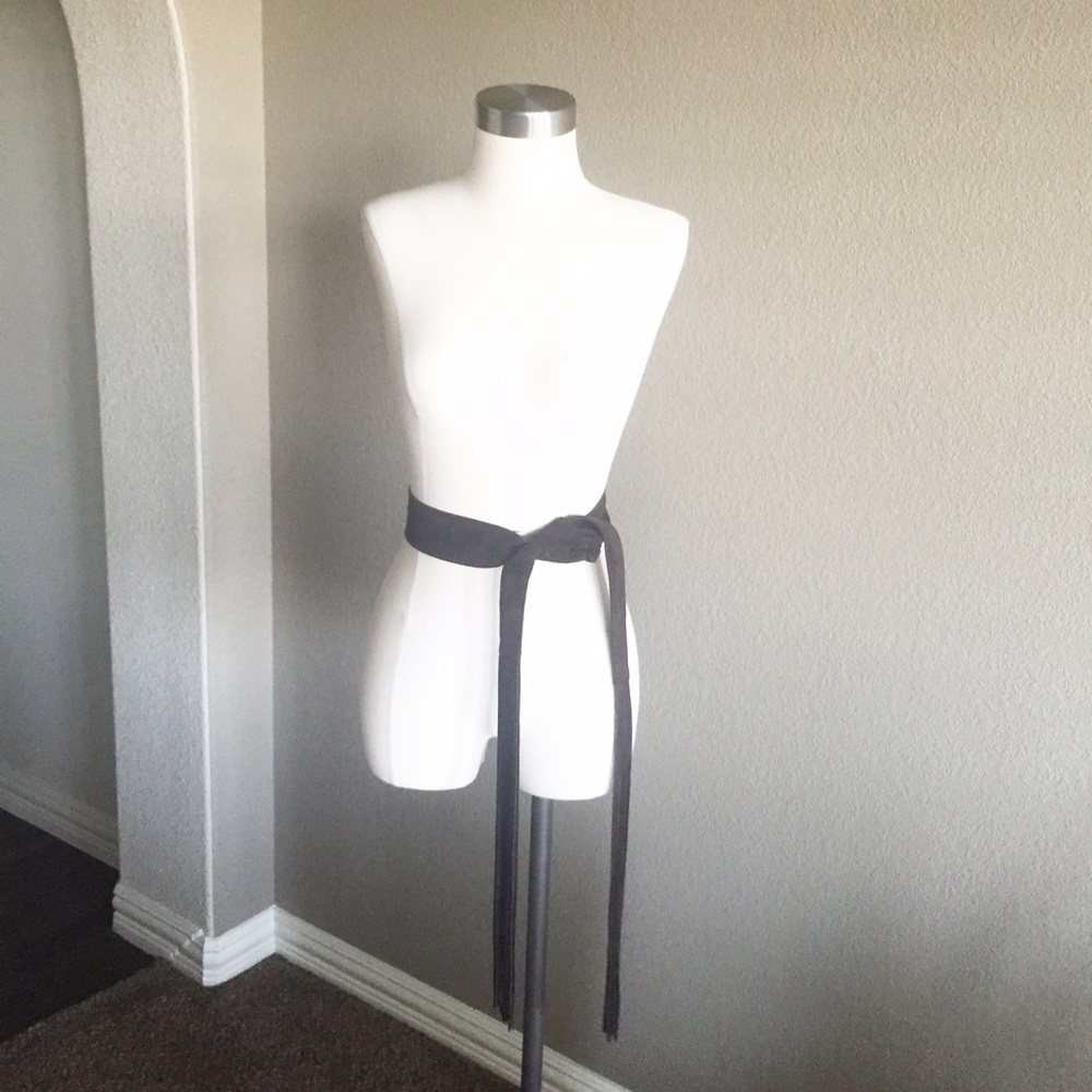 White House Black Market Suede Fringed Obi Belt - Size Medium / Large
